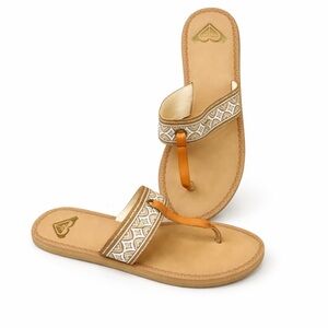 ROXY Women’s Boho T-Strap Thong Tan Cream Flip Flop Sandals 9